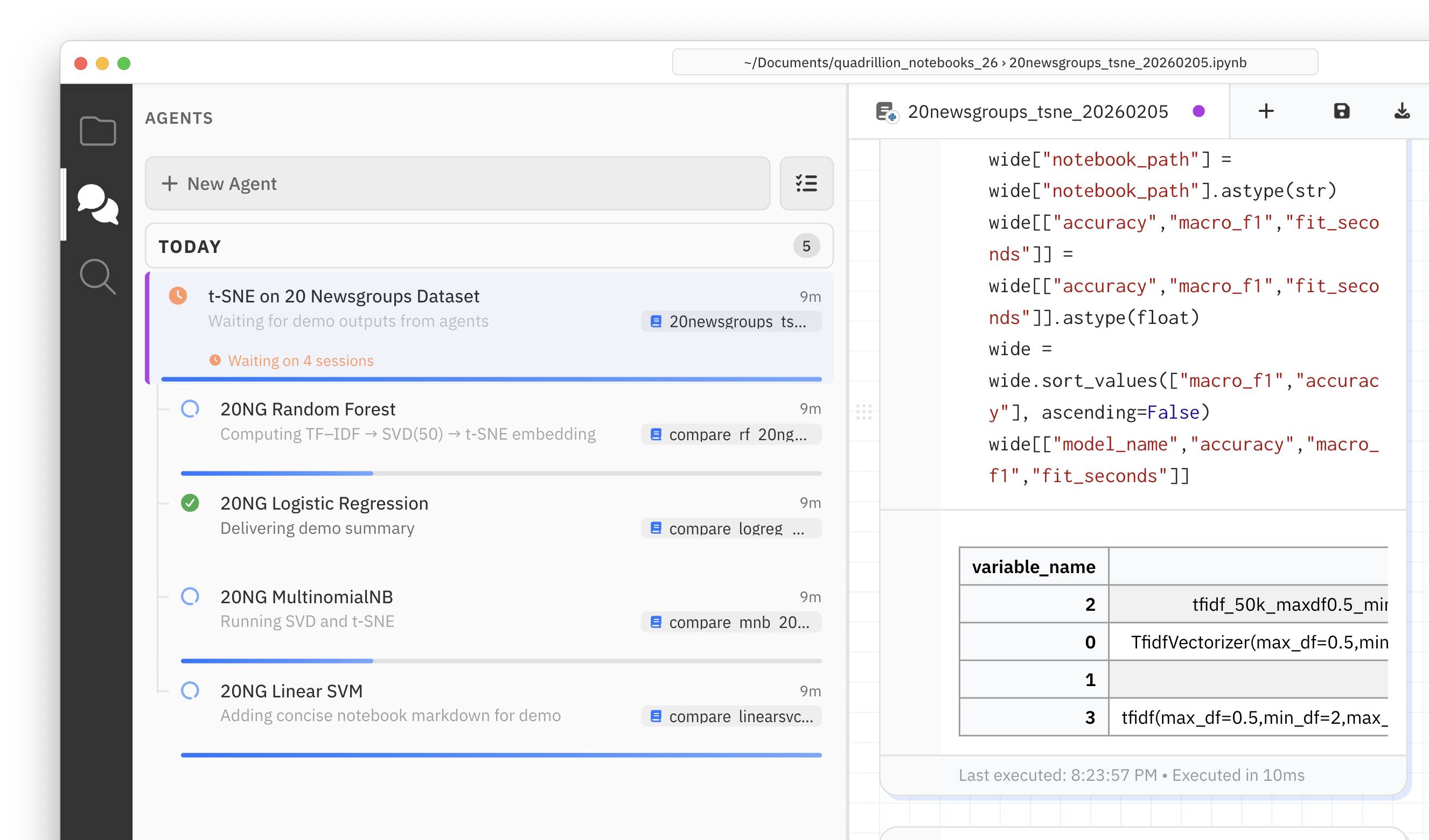 Notebooks demo screenshot